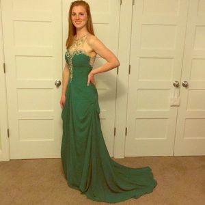 Custom made emerald dress with beading
